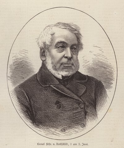 Lionel de Rothschild, brittisk bankir, politiker och filantrop (gravyr) av German School