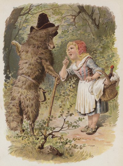 Rödluvan (chromolitho) av German School