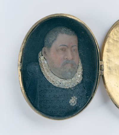 Medaljong innehållande vax miniatyrporträtt av Landgrave Wilhelm IV (förgyllt silver och vax) (detalj av 312102 och 312135) av German School