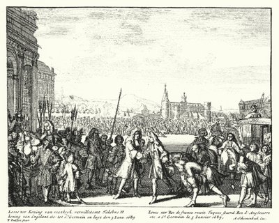 Ludvig XIV av Frankrike välkomnade James II av England i exil av German School