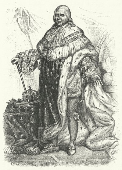 Ludvig XVIII, kung av Frankrike (gravyr) av German School