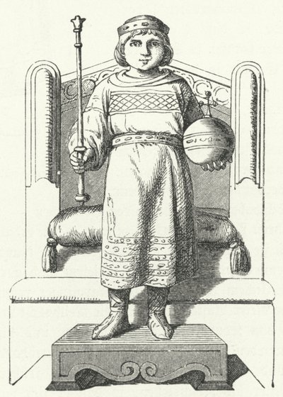 Ludvig barnet, sista karolingiske kungen av Östfrankien (gravyr) av German School