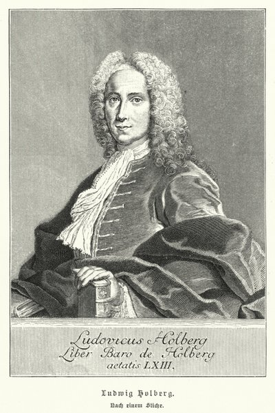 Ludvig Holberg, dansk-norsk dramatiker, filosof och historiker (litho) av German School