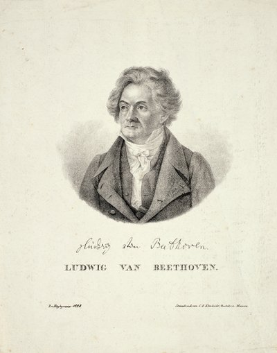 Ludwig van Beethoven (1770-1827) graverad av C.F. Klinkicht av German School