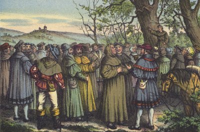 Luther predikar (chromolitho) av German School