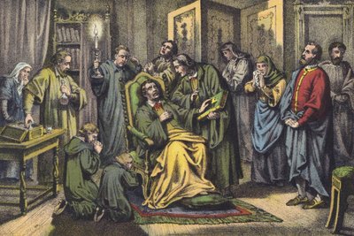 Luthers död (chromolitho) av German School