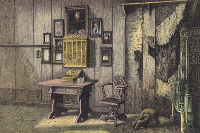 Luthers rum på Wartburg (chromolitho) av German School