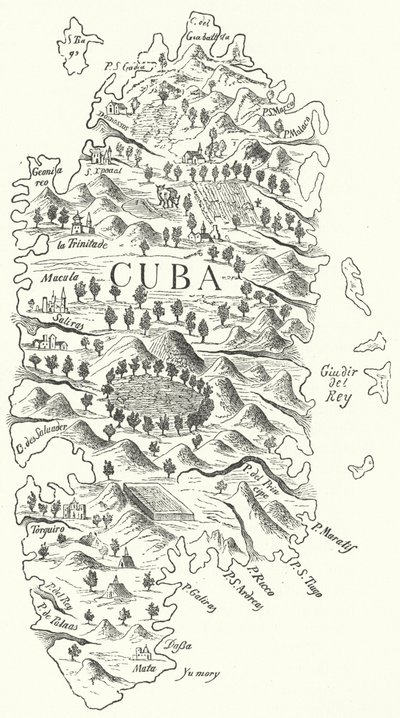 Karta över Kuba, c1500 (gravyr) av German School