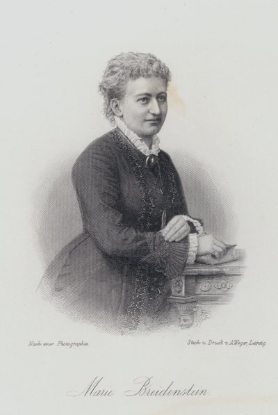 Marie Breidenstein, tysk pianist, sångerska och sångpedagog (gravyr) av German School