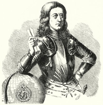 Martin Behaim, tysk upptäcktsresande och kartograf (gravyr) av German School