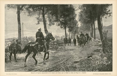 Möte mellan Bismarck och Napoleon III efter slaget vid Sedan, fransk-preussiska kriget, 2 september 1870 av German School