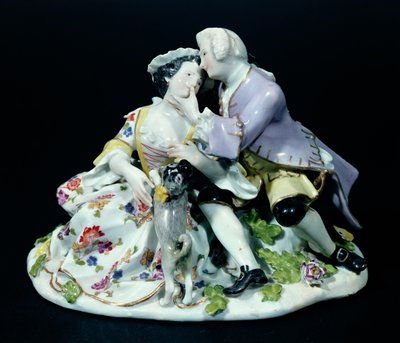 Meeting of Lovers, möjligen av Johann Joachim Kandler (1706-75) c.1735 (porslin) av German School