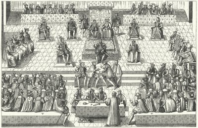 Möte för de franska ständerna i Orleans, januari 1561 (gravyr) av German School