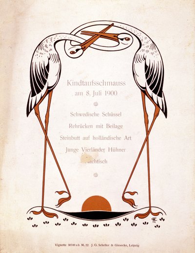 Meny för en dopmåltid. Tyskland, 1900-07-08. av German School