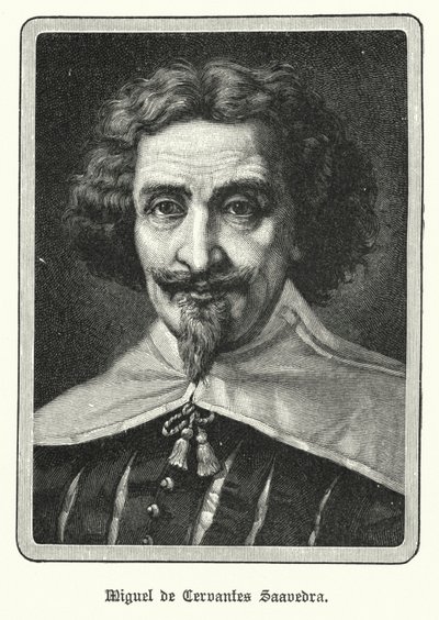 Miguel de Cervantes Saavedra, spansk romanförfattare (litho) av German School