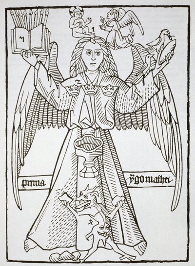 Mnemonisk figur, från Ars Memorandi, ca 1470, (omtryckt 1883) illustrerad i en magisk historia publicerad i slutet av 1800-talet av German School