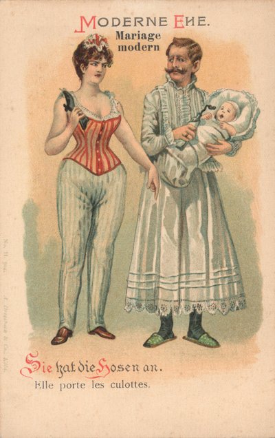 Modernt äktenskap (chromolitho) av German School