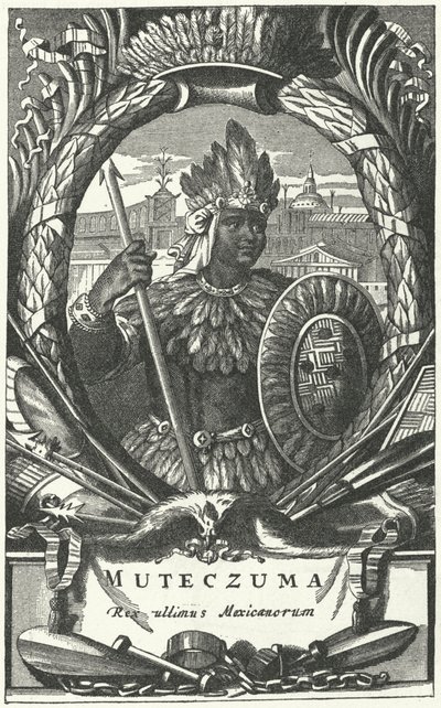 Montezuma II, Aztekisk kejsare (gravyr) av German School