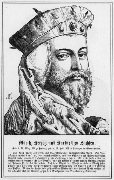 Morik, hertig och kurfurste av Sachsen (gravyr) av German School