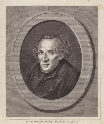 Moses Mendelssohn, tysk judisk filosof (gravyr) av German School