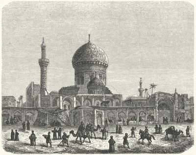 Ahmed Khiagas moské och marknadstorget, Bagdad (gravyr) av German School