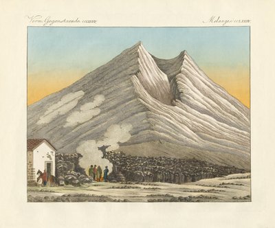 Etna på Sicilien (färgad gravyr) av German School