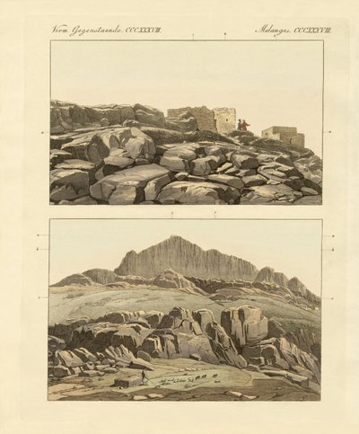 Mount Sinai (färgad gravyr) av German School