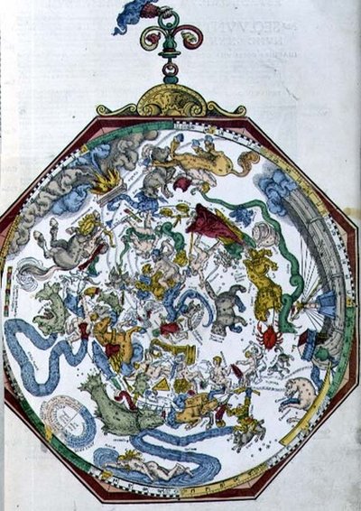 Ms 1517 Stjärnbildernas positioner i den norra himlen, illustration från 