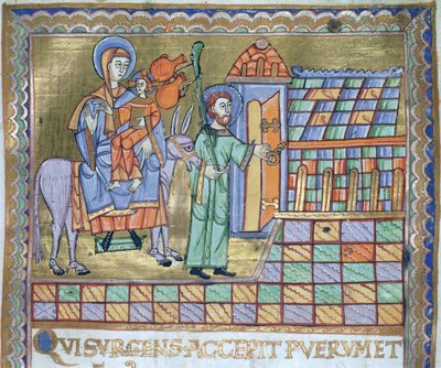 Fru Czart. 1207 IV, fol.6r The Flight into Egypt, från The Evangeliarium of the Cathedral of Plock, c.1075 av German School
