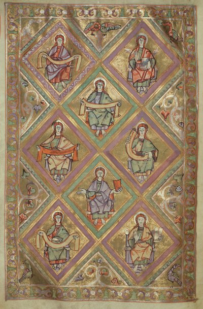 Fru Czart. 1207 IV, fol.9v Kristi liv enligt St. Matteus, från The Evangeliarium of the Cathedral of Plock c.1075 av German School