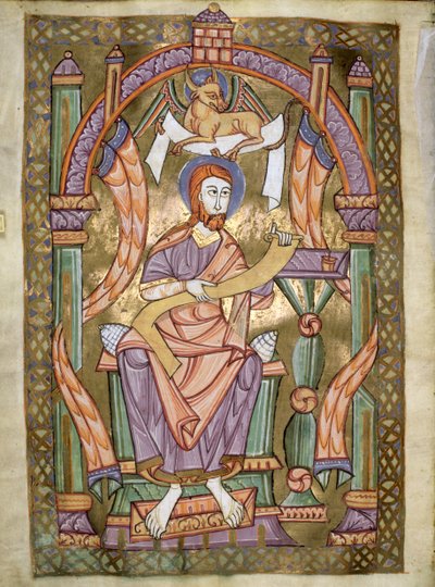 Ms Czart 1207 IV fol CXIXv St. Luke the Evangelist, från The Evangeliarium of the Cathedral of Plock, c.1075 av German School