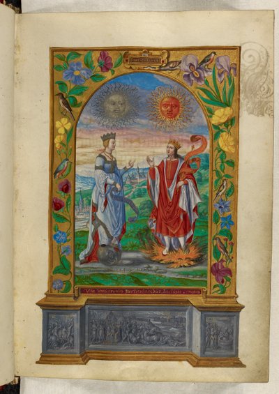 Ms Harley 3469 f.10 Miniatyr av en kung och drottning med rullar, från 