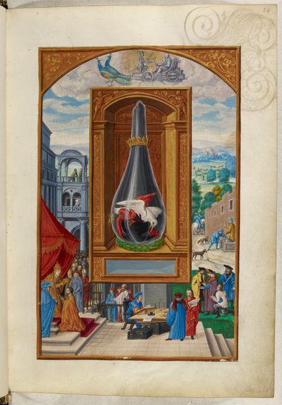 Ms Harley 3469, f.24 Tre fåglar som slåss i kolv, den fjärde avhandlingen, från 
