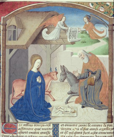 Ms Hunter 36 f.55v Heliga familjen, från Vita Christi, av Ludolf av Sachsen, c.1300-7778 av German School