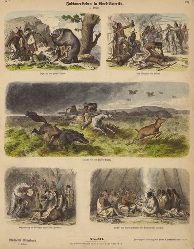 Indianer (färgad gravyr) av German School