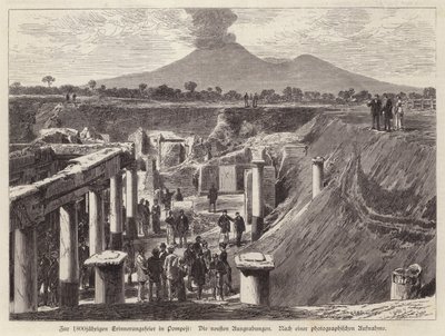 Nya utgrävningar i Pompeji, Italien (gravyr) av German School