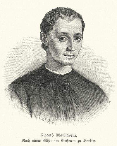 Niccolo Machiavelli, italiensk diplomat, politiker, filosof och författare (litho) av German School