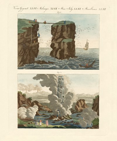 Nordiska kuriosa (färgad gravyr) av German School