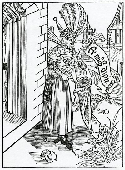 Av arrogansen och stoltheten hos oförskämda män i landet, illustration från Alexander Barclays engelska översättning av 