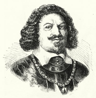 Ottavio Piccolomini, italiensk general i det heliga romerska rikets armé under trettioåriga kriget (gravyr) av German School