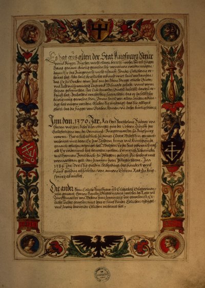 Sida från familjen Fuggers hemliga hedersbok av German School