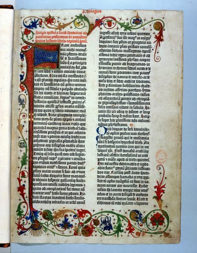 Sida från Gutenbergbibeln, Mainz, ca 1455 av German School