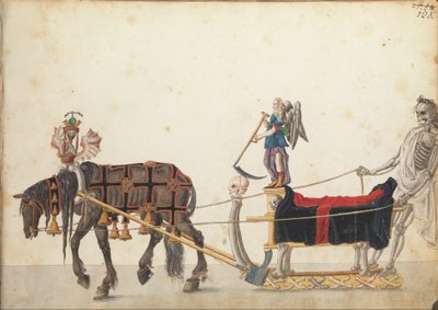 Tävlingssläde i parad, ca 1640 (penna och bläck, akvarell och tvättar) av German School