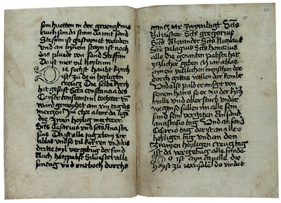 Sidor från en tyskspråkig kopia av "Mirabilia of Rome, History and Description of the City of Rome" av Pseudo-Aegidius Romanus, möjligen utgiven av Ulrich Han, Rom, ca 1475 av German School