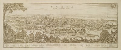 Panoramautsikt över Paris 1620, från Topographia Galliae av Martin Zeiller (1589-1661) publicerad 1655 av German School