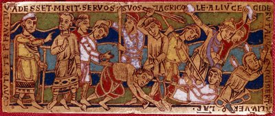 Liknelse om arbetarna av vinstocken eller liknelse om arbetarna i elfte timmen. Emaljplåt på koppar. Rhenane skola. 1100-talet. Florens, Nazionale Museo del Bargello av German School