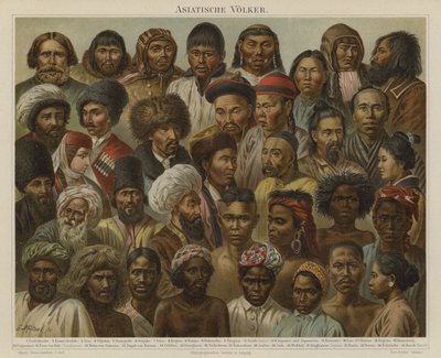 Asiens folk (färg litho) av German School