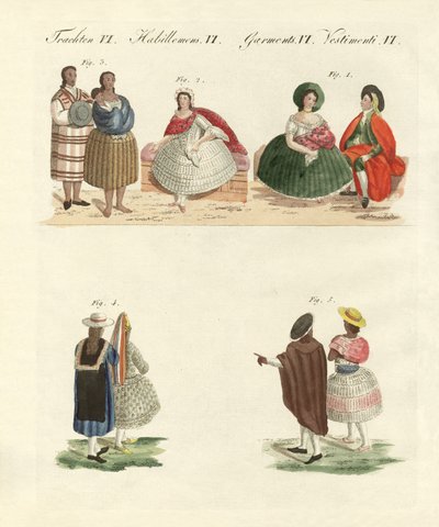 Peruanska klänningar (färgad gravyr) av German School