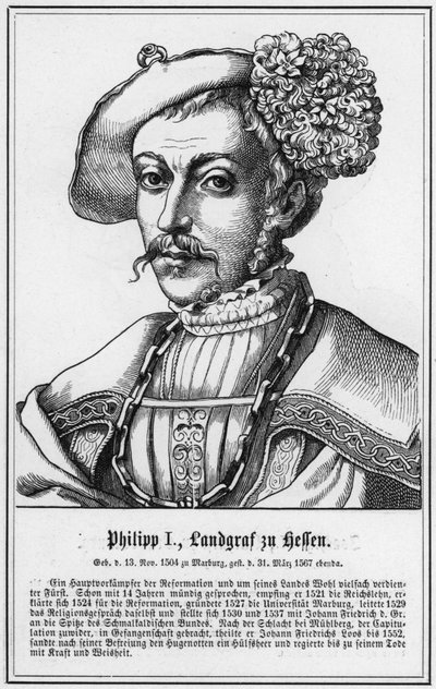 Filip I, landgrav av Hessen (gravyr) av German School