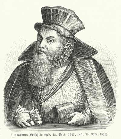 Philipp Nikodemus Frischlin, tysk poet och dramatiker (gravyr) av German School
